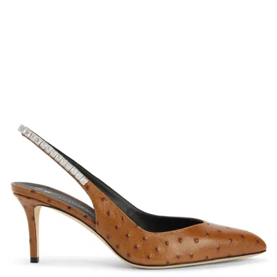 Giuseppe Zanotti Rachyl 70mm Ostrich-skin Pumps In Brown