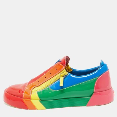 Pre-owned Giuseppe Zanotti Rainbow Patent Leather Low Top Sneakers Size 45 In Multicolor