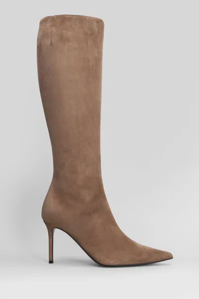 Giuseppe Zanotti Raquel 85 High Heels Boots In Taupe Suede In Brown