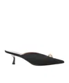 Giuseppe Zanotti Carole Leather Mules Pointed Toe Embellishment In Black