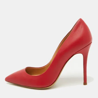 Pre-owned Giuseppe Zanotti Red Leather Pointed Toe Pumps Size 36