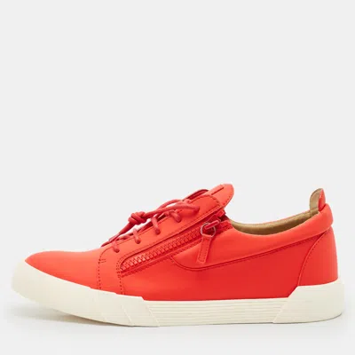 Pre-owned Giuseppe Zanotti Red Leather The Shark 5.0 Low Top Sneakers Size 47