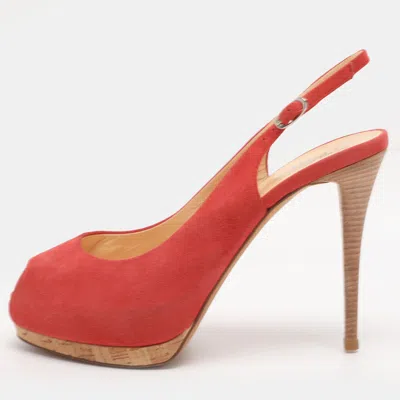 Giuseppe Zanotti Red Suede Slingback Platform Pumps