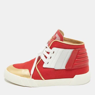 Pre-owned Giuseppe Zanotti Red/gold Leather Foxy London High Top Sneakers Size 44