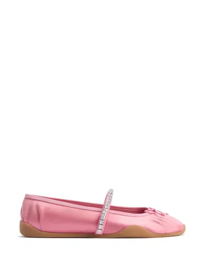 Giuseppe Zanotti Rhinestone Bow Ballet Flat In Pink
