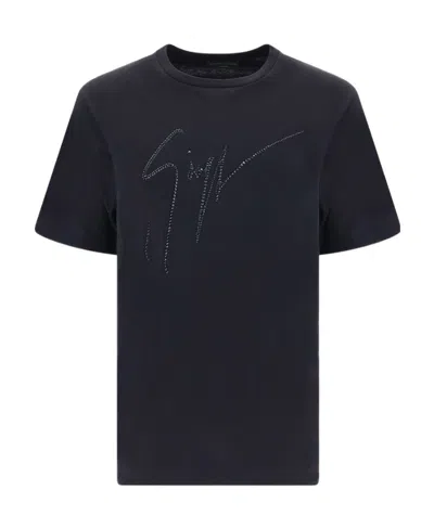 Giuseppe Zanotti Rhinestone-embellished Logo T-shirt In Black