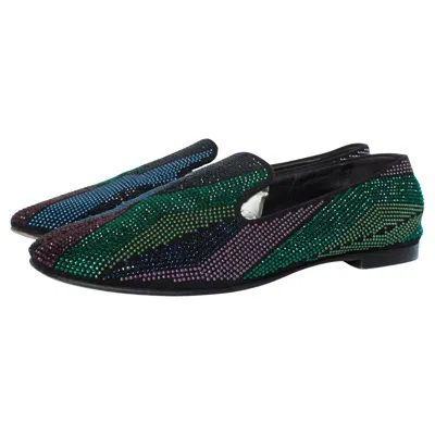 Pre-owned Giuseppe Zanotti , Rhinestone Loafers In Black