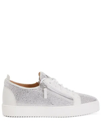Giuseppe Zanotti Rhinestone Low-top Sneakers In White