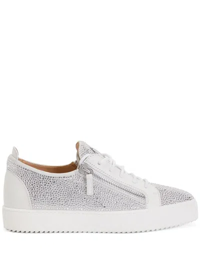 Giuseppe Zanotti Rhinestone Low-top Sneakers In White
