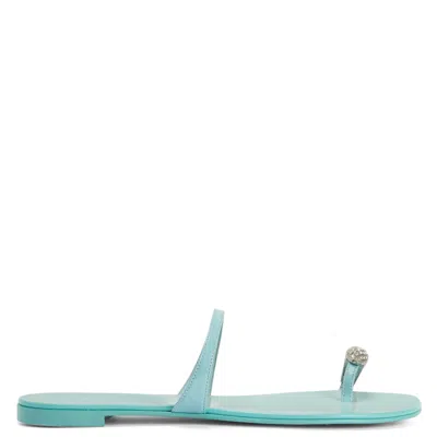 Giuseppe Zanotti Crystal-embellished Flat Sandals In Blue