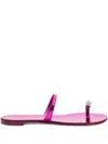 Giuseppe Zanotti Ring Crystal-embellished Flip-flops In 粉色