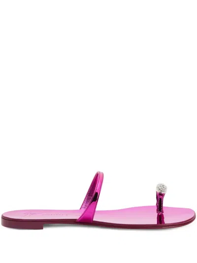 Giuseppe Zanotti Ring Crystal-embellished Flip-flops In 粉色
