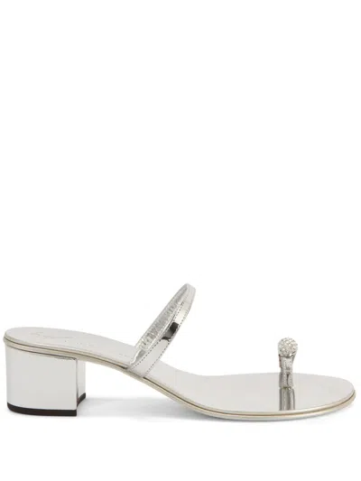 Giuseppe Zanotti Ring Sandals In Silver