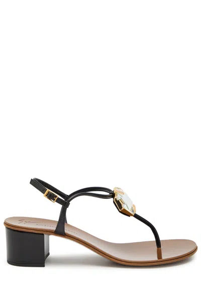 Giuseppe Zanotti Rock 40 Crystal-embellished Leather Sandals In Black