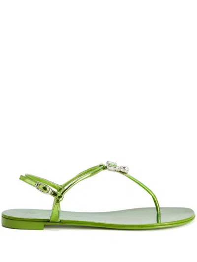 Giuseppe Zanotti Rock Flat Sandals In Green