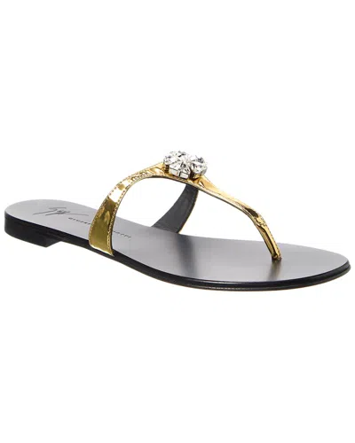 Giuseppe Zanotti Brionne Crystal-embellished Metallic Flat Sandals In Gold