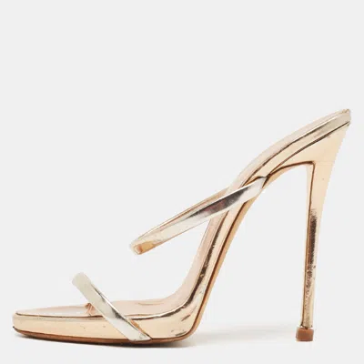 Pre-owned Giuseppe Zanotti Rose Gold Leather Darsey Sandals Size 37