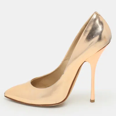 Giuseppe Zanotti Rose Gold Metalic Leather Pumps In Burgundy
