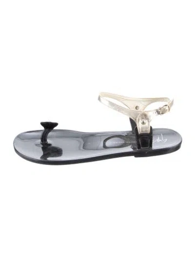 Pre-owned Giuseppe Zanotti Rubber Crystal Embellishments Sandals In Silver