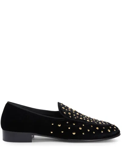 GIUSEPPE ZANOTTI RUDOLPH SPARKLE CRYSTAL-EMBELLISHED VELVET LOAFERS