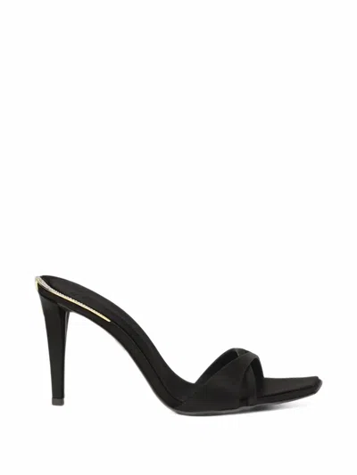 Giuseppe Zanotti 90mm Crystal Back Satin Mule Sandals In Black