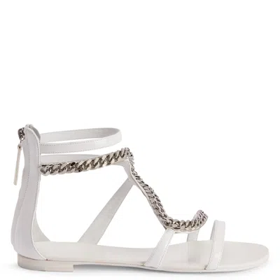 Giuseppe Zanotti Samantha 锁链细节皮质凉鞋 In White