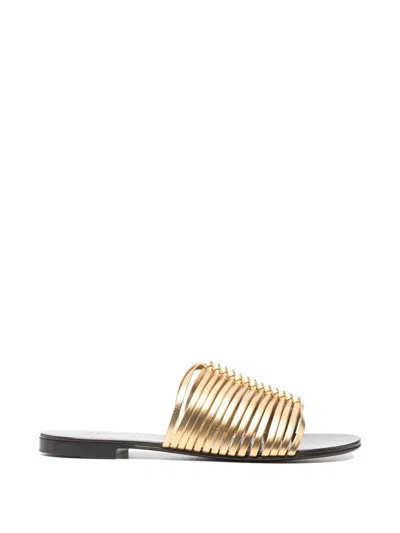 Giuseppe Zanotti Savoia Flat Sandals Open Toe Metallic In Gold