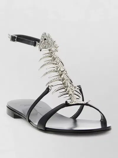 Giuseppe Zanotti Sandals Slim Style Embellished Metallic Detail In Black