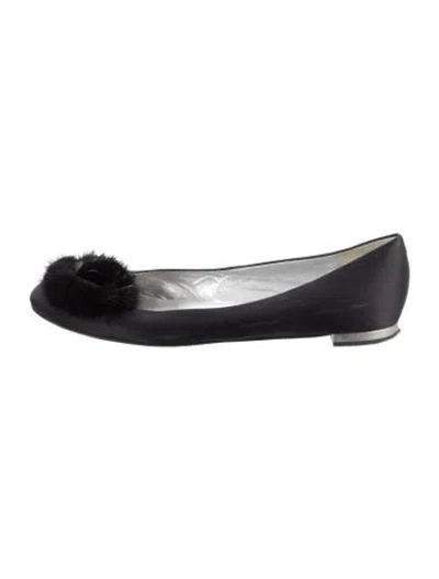 Pre-owned Giuseppe Zanotti Satin Ballet Flats In Black