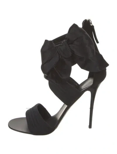 Pre-owned Giuseppe Zanotti Satin Bow Accents Sandals In Black