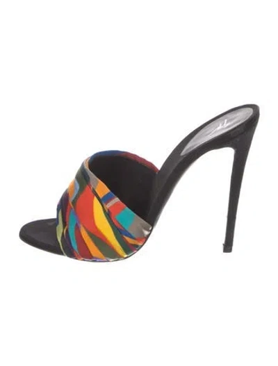 Pre-owned Giuseppe Zanotti Satin Colorblock Pattern Sandals In Red