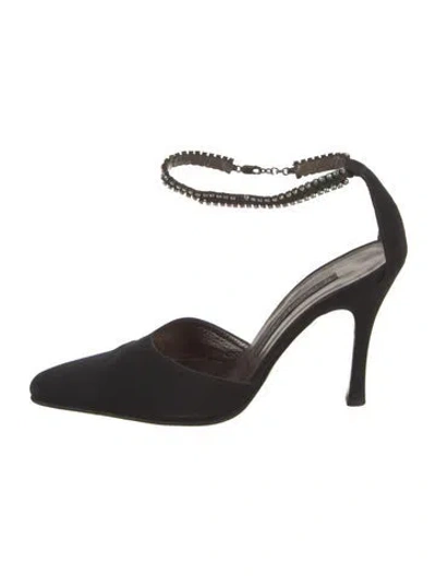 Pre-owned Giuseppe Zanotti Satin Crystal Embellishments D'orsay Pumps In Black