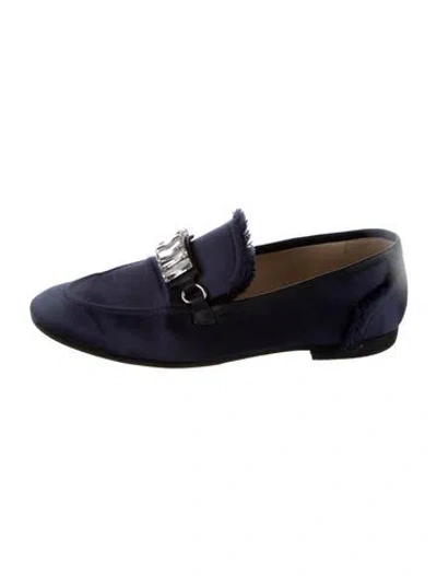 Pre-owned Giuseppe Zanotti Satin Crystal Embellishments Loafers In Blue