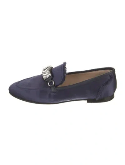 Pre-owned Giuseppe Zanotti Satin Crystal Embellishments Loafers In Blue