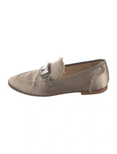 Pre-owned Giuseppe Zanotti Satin Crystal Embellishments Loafers In Neutral