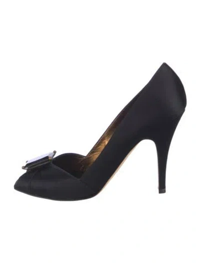 Pre-owned Giuseppe Zanotti Satin Crystal Embellishments Pumps In Black