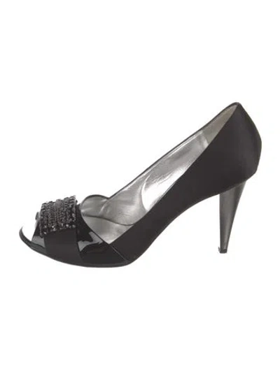 Pre-owned Giuseppe Zanotti Satin Crystal Embellishments Pumps In Black