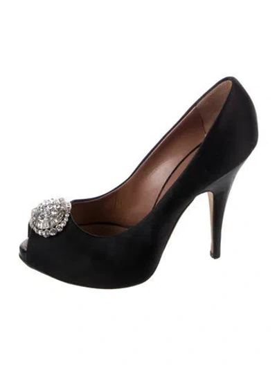Pre-owned Giuseppe Zanotti Satin Crystal Embellishments Pumps In Black