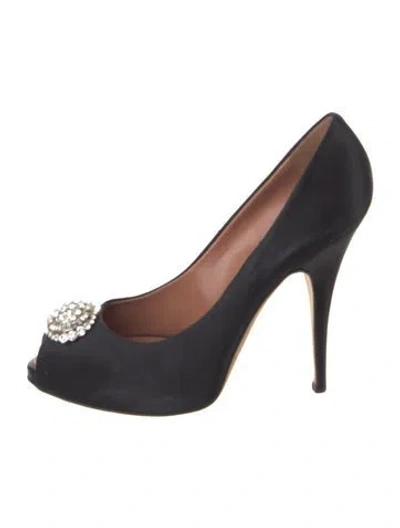 Pre-owned Giuseppe Zanotti Satin Crystal Embellishments Pumps In Black