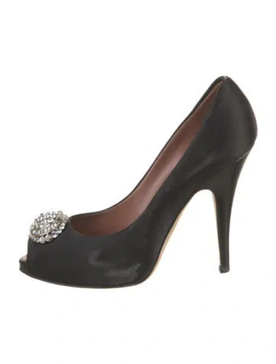 Pre-owned Giuseppe Zanotti Satin Crystal Embellishments Pumps In Black