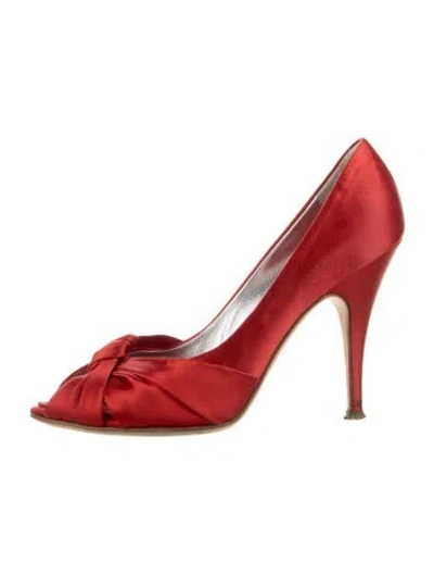 Pre-owned Giuseppe Zanotti Satin Crystal Embellishments Pumps In Red