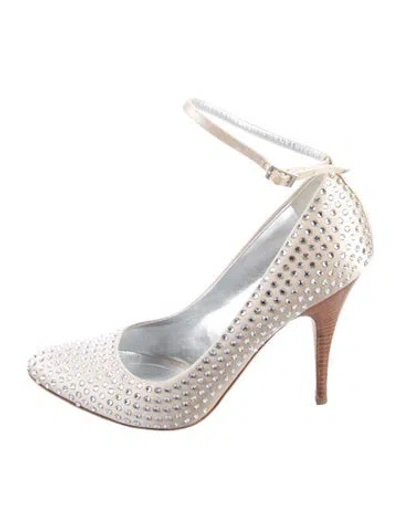 Pre-owned Giuseppe Zanotti Satin Crystal Embellishments Pumps In Silver