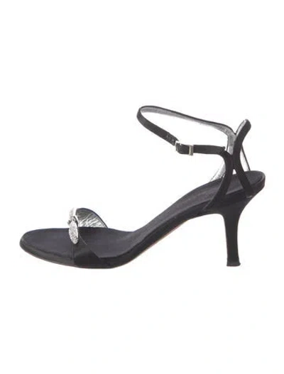 Pre-owned Giuseppe Zanotti Satin Crystal Embellishments Sandals In Black