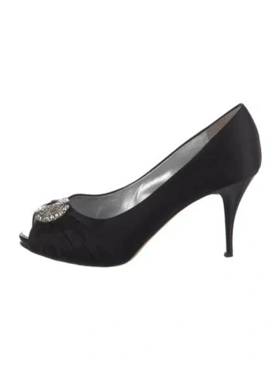 Pre-owned Giuseppe Zanotti Satin Crystal Embellishments Sandals In Black
