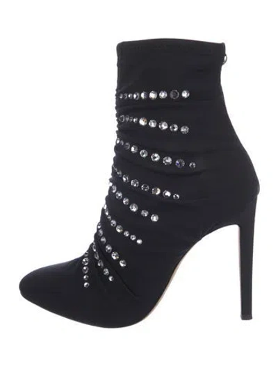 Pre-owned Giuseppe Zanotti Satin Crystal Embellishments Sock Boots In Black