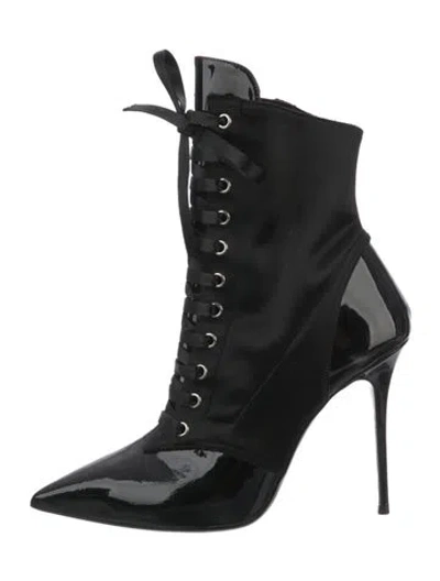 Pre-owned Giuseppe Zanotti Satin Lace-up Boots In Black