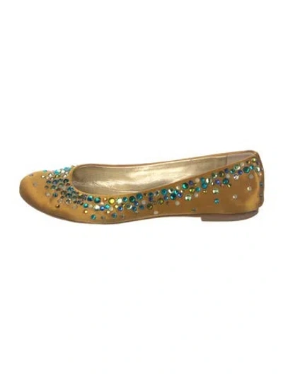 Pre-owned Giuseppe Zanotti Satin Patterned Ballet Flats In Yellow