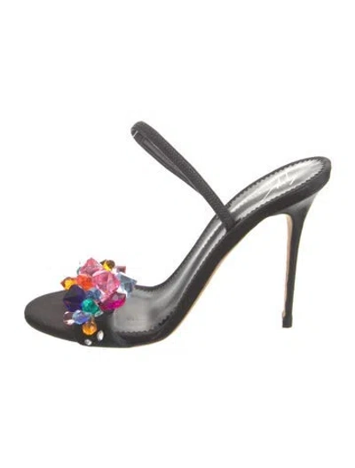 Pre-owned Giuseppe Zanotti Satin Patterned Mules In Silver