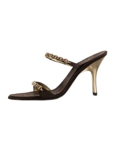 Pre-owned Giuseppe Zanotti Satin Slides In Brown