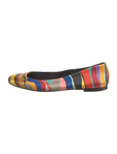 Pre-owned Giuseppe Zanotti Satin Striped Ballet Flats In Yellow